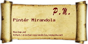 Pintér Mirandola névjegykártya